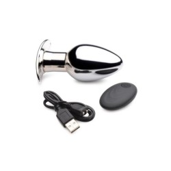 Wiederaufladbarer Analplug Chrome Blast mit Fernbedienung - Groß