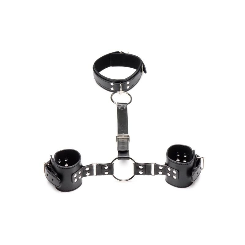 Conjunto de Coleira com Algemas de Fixação - Preto