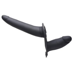 Vibrator mit doppeltem Harness Power Pegger - Schwarz