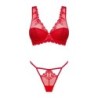 Conjunto de sutiã de renda Lonesia com saia sexy - Vermelho S/M