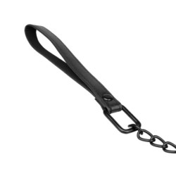 Faux leather collar and chain