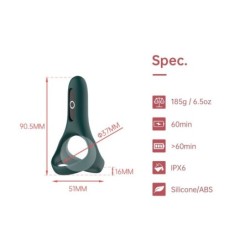 Anell vibrador intel·ligent per al penis Rise - Verd