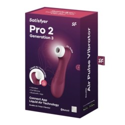 Satisfyer Pro 2 - 3-iosios kartos, valdomas programėle - vyno raudonumo