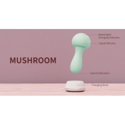 Vibrator Wand od Silikona Mushroom - Zelenkasto Plava