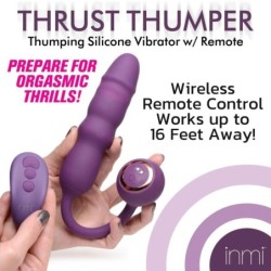 Vibrador de silicone com impulso Thru Thumper com controlo remoto