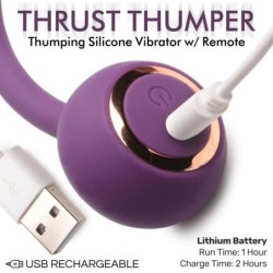 Vibrador de silicone com impulso Thru Thumper com controlo remoto