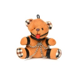 Llavero de oso de peluche amordazado