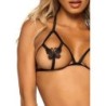 Soutien-gorge à bonnet ouvert et string de perles - Noir