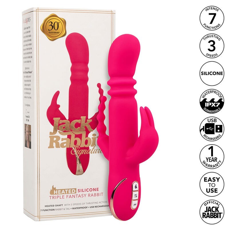 Jack Fantasy Triple Vibrátor, melegíthető Rabbit, rózsaszín