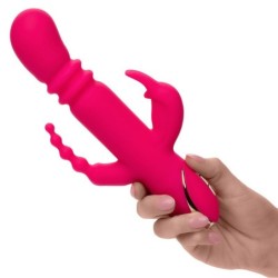 Jack Fantasy Trippel Vibrerande Uppvärmningsbar Kaninvibrator Rosa