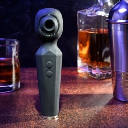 Vibrador Wand de Sucção Arco-Íris - Preto