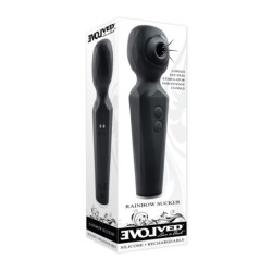 Vibrador Wand de Sucção Arco-Íris - Preto