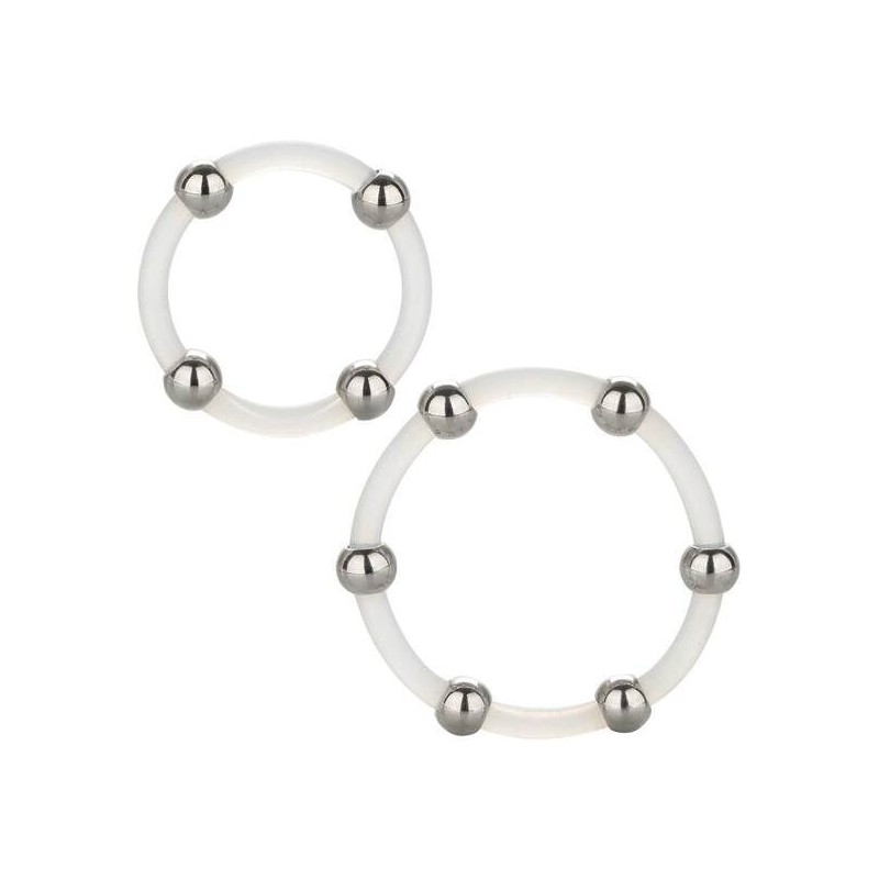 2er Set Silikonring mit Stahlperlen