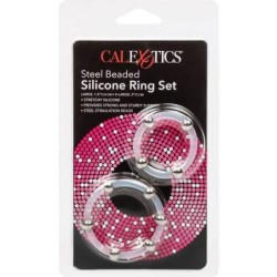 Kit de 2 Unidades Anel de Silicone com Contas de Aço