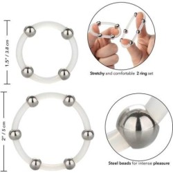 Kit de 2 Unidades Anel de Silicone com Contas de Aço