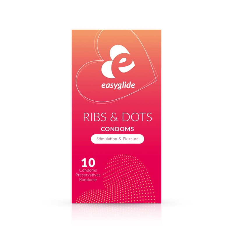 EasyGlide - Preservativos com nervuras e pontos - 10 unidades