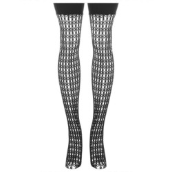 Ciorapi plasă croșetați până la coapsă - Negru