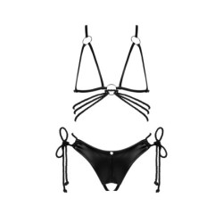 Cordellis - Conjunto Sexy Sem Bojo e com Entrepernas Abertas - Preto