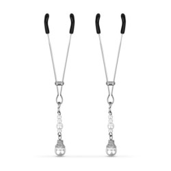 Сребърни щипки за зърна с перли