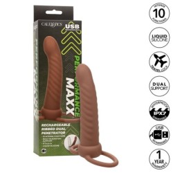 Maxx Doppel-Penetrator Gerippt 10 Vibrationen Mulatte