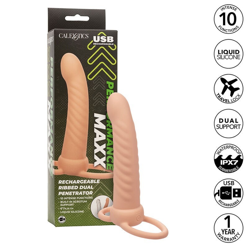 Maxx Podwójny Penetrator Prążkowany 10 Wibracji Naturalny