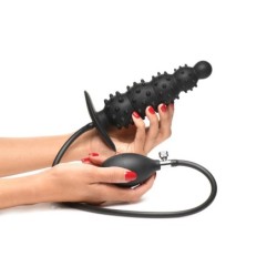 Plug anale gonfiabile con texture scanalata - Nero