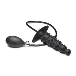 Plug anal inflável com textura canelada - Preto