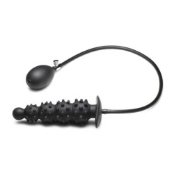Plug anal inflável com textura canelada - Preto
