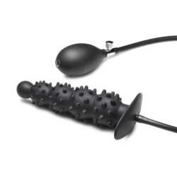 Opblaasbare anale plug met ribbeltextuur - Zwart