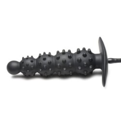 Plug anal inflável com textura canelada - Preto