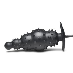 Plug anal inflável com textura canelada - Preto