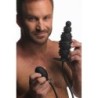 Plug anal inflável com textura canelada - Preto