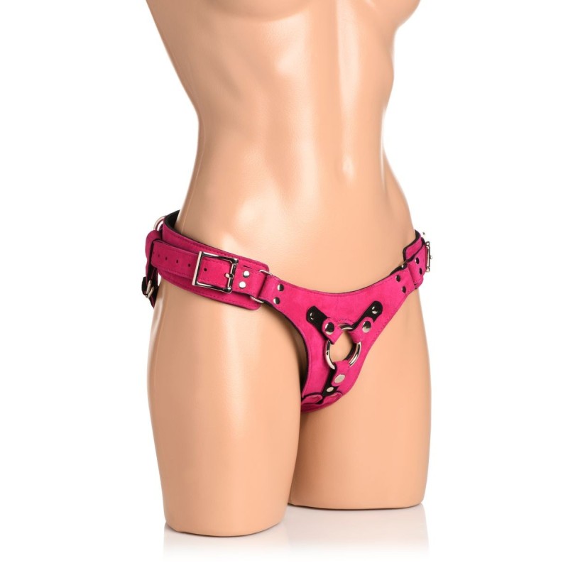 Bodice Deluxe Leather Harness with Straps - Pink