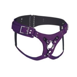Luxus Lederkorsett mit Harness - Lila