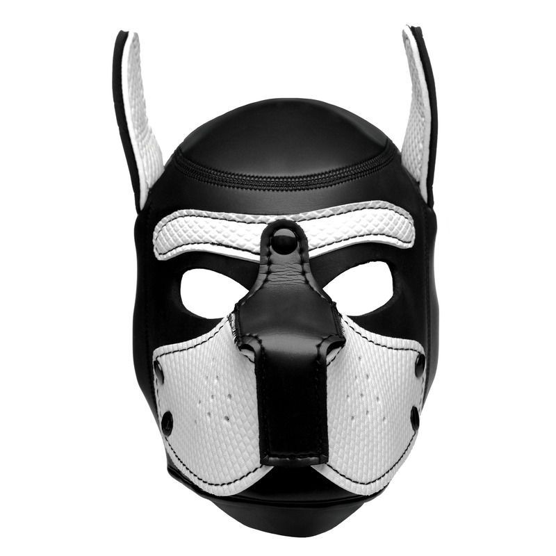 Capuz BDSM de Cachorro com Espinhos - Preto/Branco