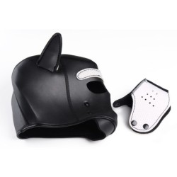 Capuz BDSM de Cachorro com Espinhos - Preto/Branco