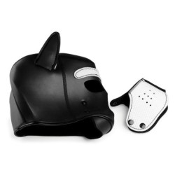 Capuz BDSM de Cachorro com Espinhos - Preto/Branco