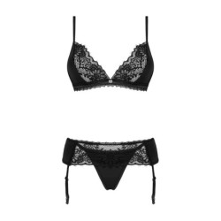 Conjunto Romântico com Cinta-Liga - Preto XS/S