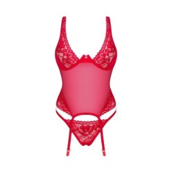 Sexy Transparentes Rotes Korsett XS/S