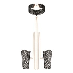 Rosy Gold - Polsini e Collare di Pizzo - Nero