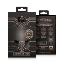 Rosy Gold - Kant Manchetten & Halsband - Zwart