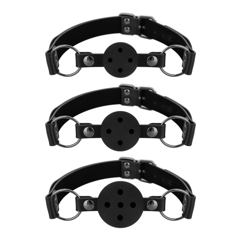 Set van 3 Ball Gag Knevels - Zwart