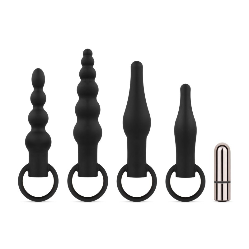 Set di plug anali con vibratore bullet - Nero