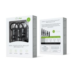 Set de dopuri anale cu vibrator tip glonț - Negru