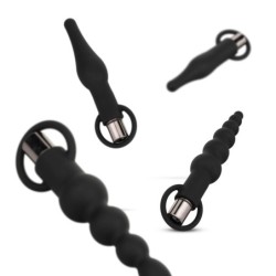 Set di plug anali con vibratore bullet - Nero