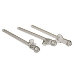 Pajita de pene de cristal con cepillo de limpieza Willy - 4 unidades