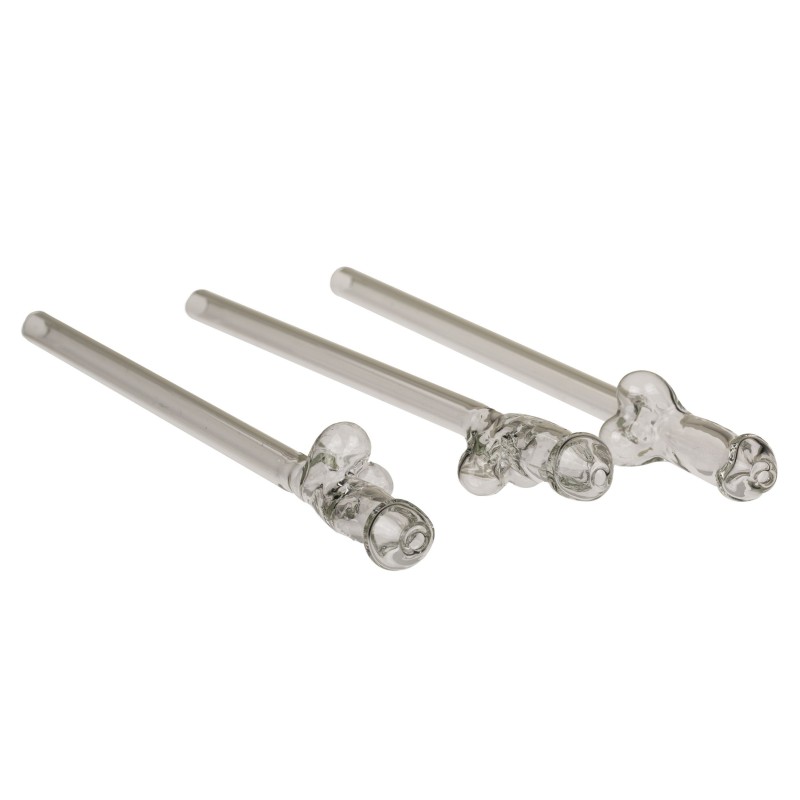 Szklana słomka w kształcie penisa ze szczoteczką do czyszczenia Willy - 4 sztuki