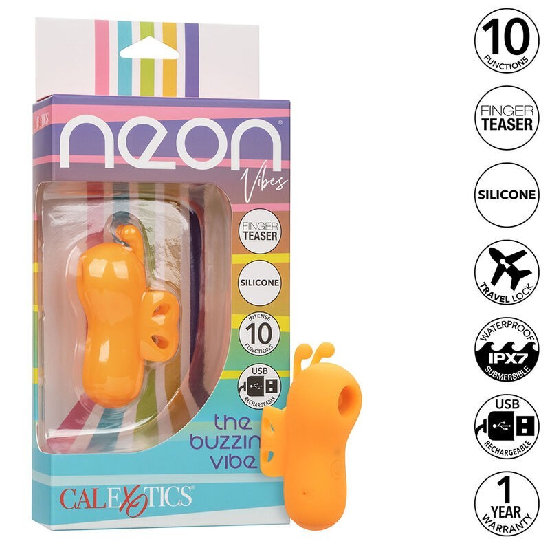 Neon Vibes The Buzzing Vibe Fingerstimulator med 10 Vibrationer Orange