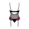Corset com Jarreteira Rosenty - Preto/Roxo XS/S
