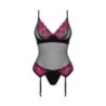 Corset com Jarreteira Rosenty - Preto/Roxo XS/S